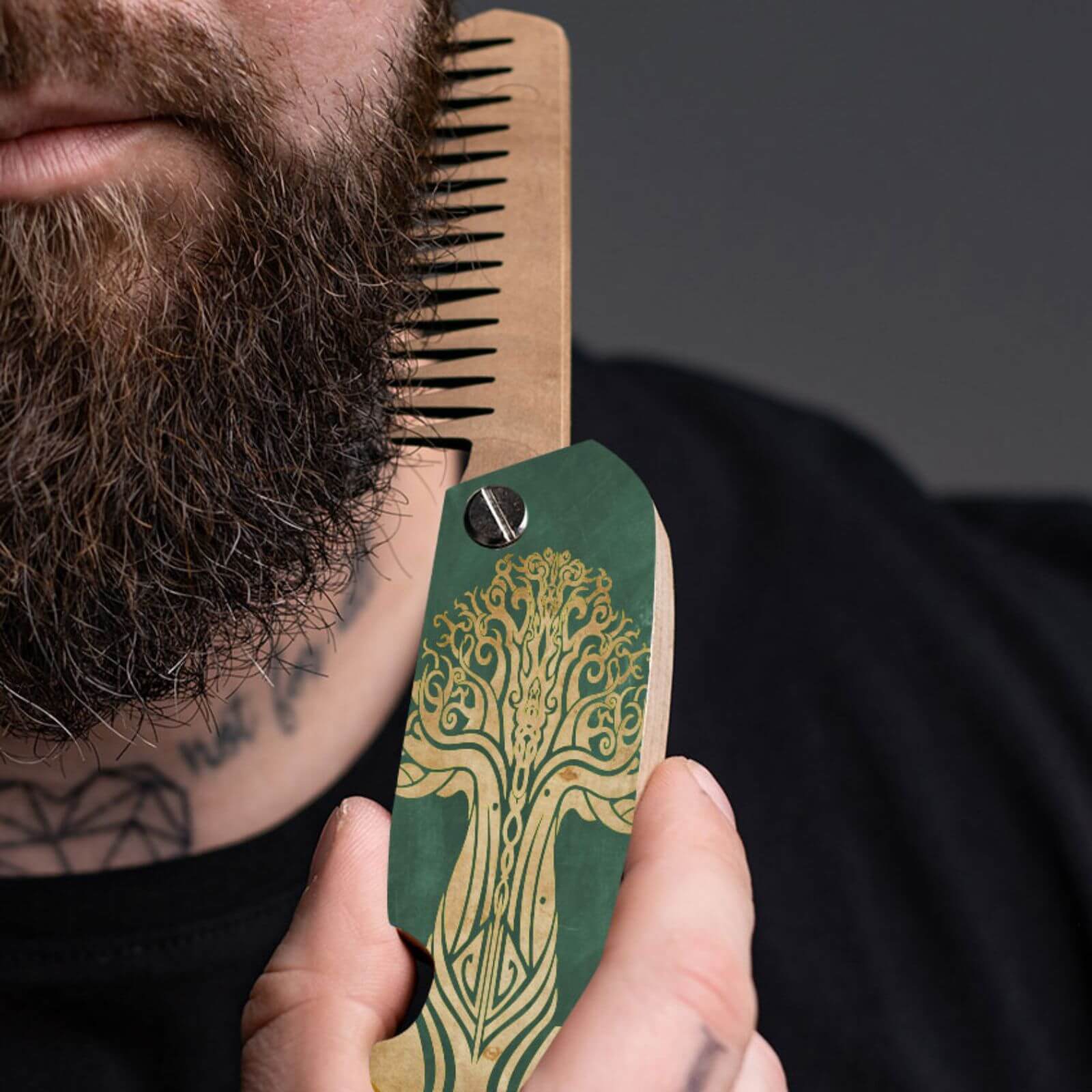 Wooden Beard Comb - Tree