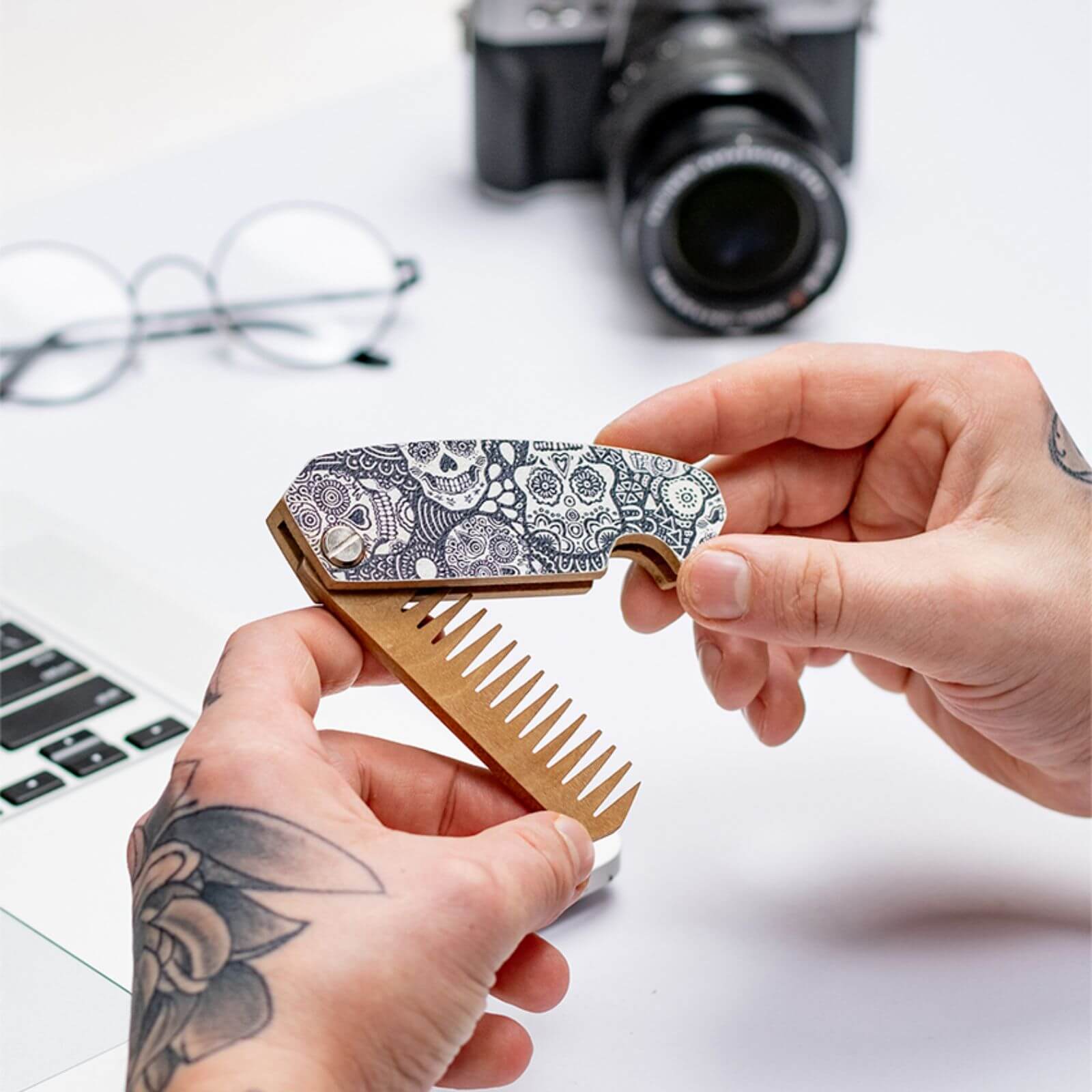 Wooden Beard Comb - Custom Pattern