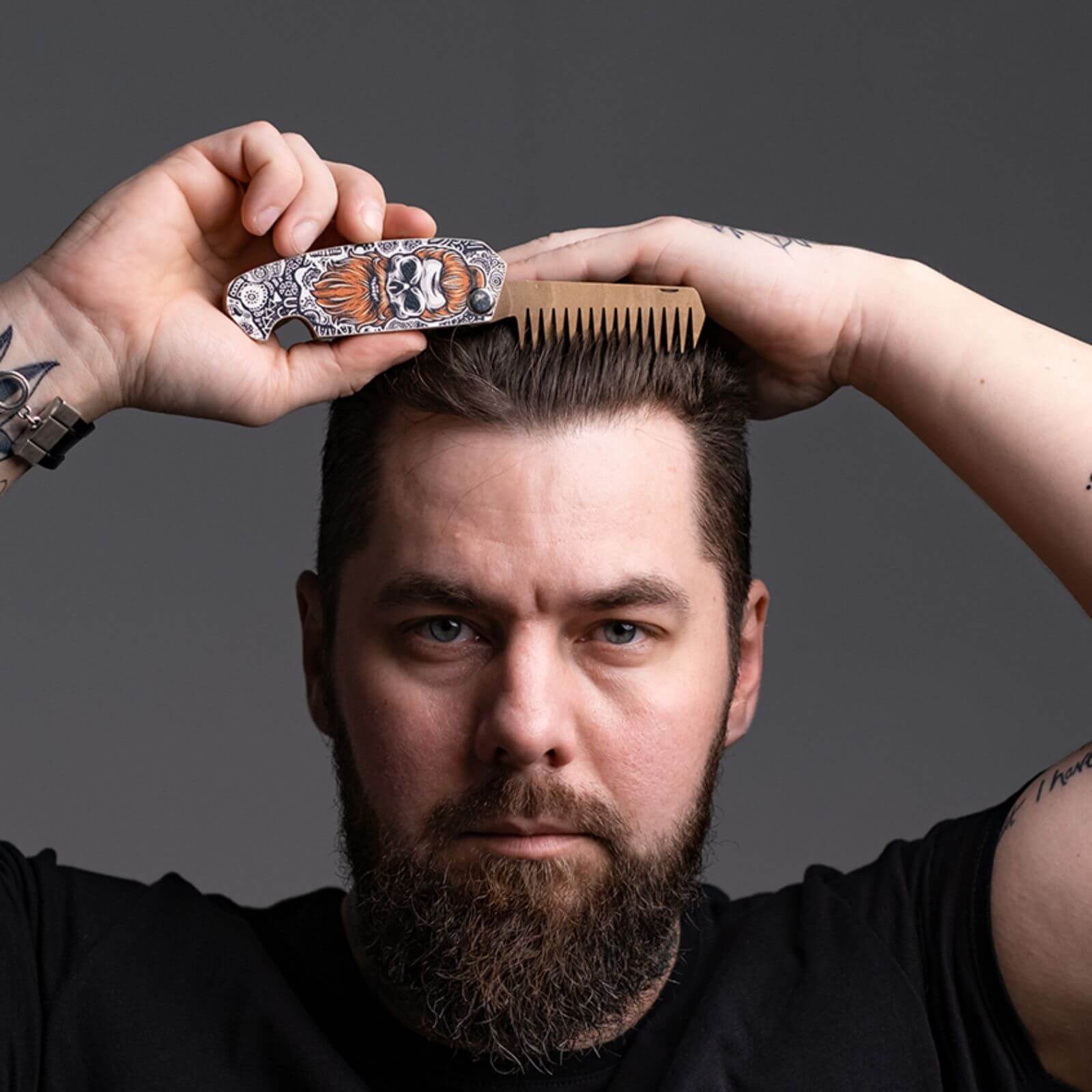 Wooden Beard Comb  - Skull Bright
